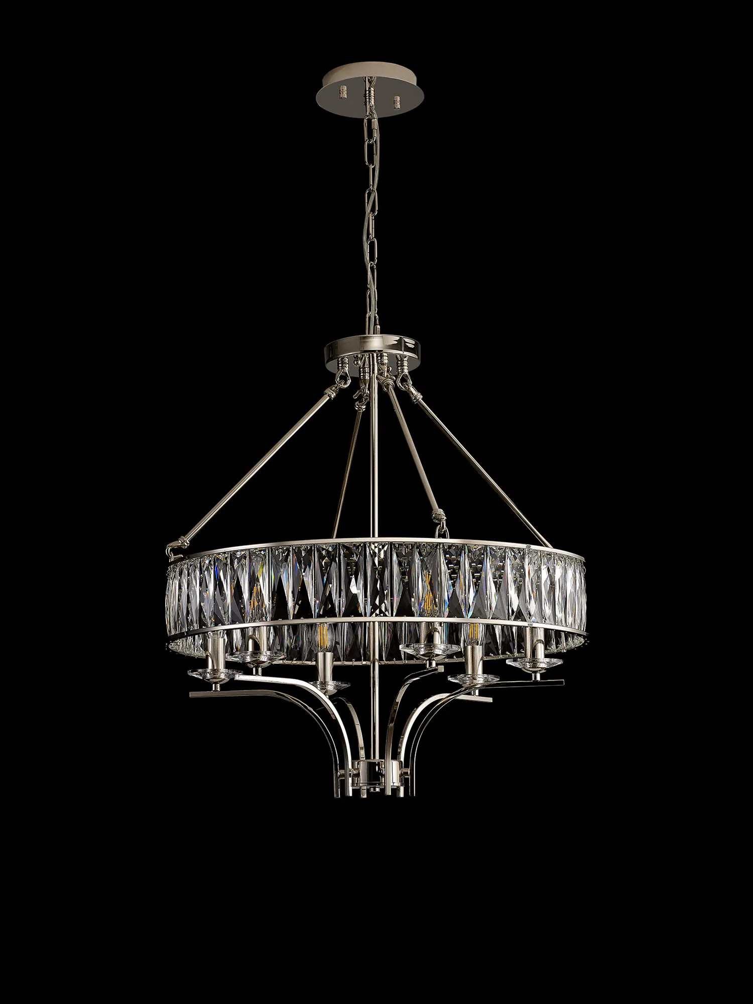 Vivienne Crystal Pendant/Semi Ceiling 6 Light Polished Nickel IL31819  Diyas Vivienne Polished Nickel